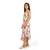 Flower digital printed one shoulder ruffle trail dress