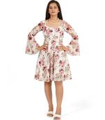 Red rose digital printed fit & flare dress