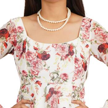 Red rose digital printed fit & flare dress 2