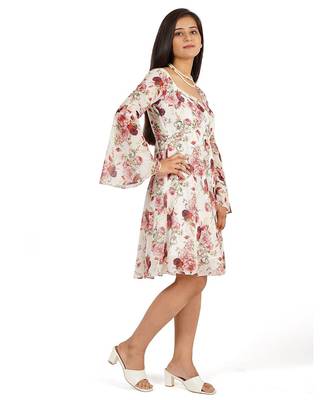 Red rose digital printed fit & flare dress 3