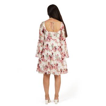 Red rose digital printed fit & flare dress 5