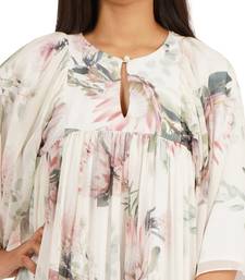 Flower digital printed gathered tunic dress