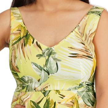 Green leaves digital printed western dress 2