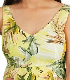 Green leaves digital printed western dress