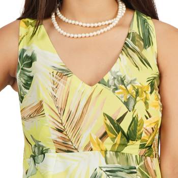 Green leaves digital printed ruffle dress 3