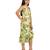 Green leaves digital printed ruffle dress