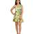 Green leaves digital printed one shoulder short dress