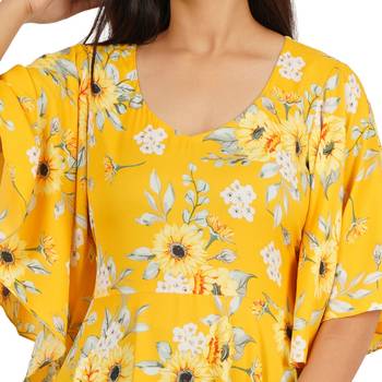Yellow printed full circle long dress 2