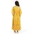 Yellow printed full circle long dress