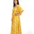 Yellow printed full circle long dress