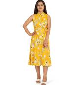 Yellow printed sleeveless dress