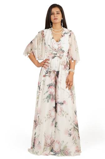Flower digital printed jump suit