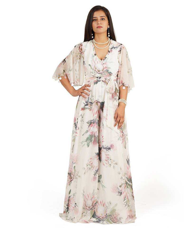Flower digital printed jump suit