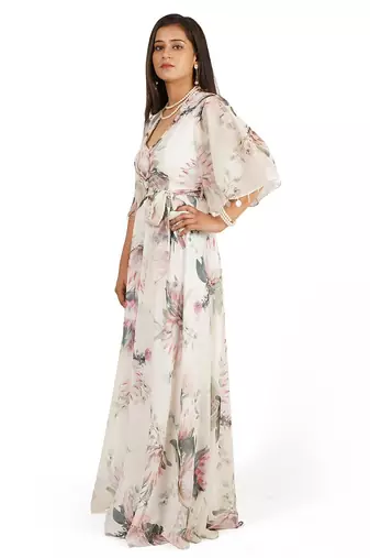 Flower digital printed jump suit