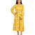 Yellow printed boat neck a-line long dress