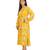 Yellow printed boat neck a-line long dress