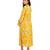 Yellow printed boat neck a-line long dress
