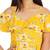 Yellow printed off shoulder ruffle dress