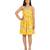 Yellow printed noodle strap short dress