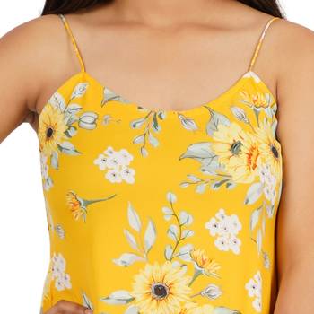 Yellow printed a-line short dress 2