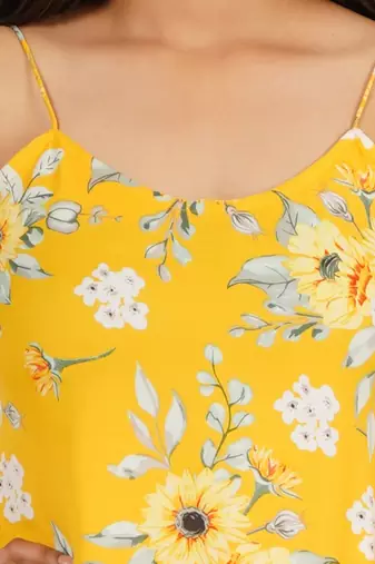 Yellow printed a-line short dress