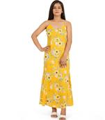 Yellow printed a-line long dress