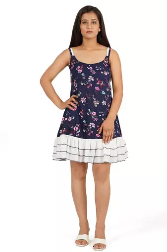 Blue print a-line dress