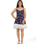 Blue print a-line dress