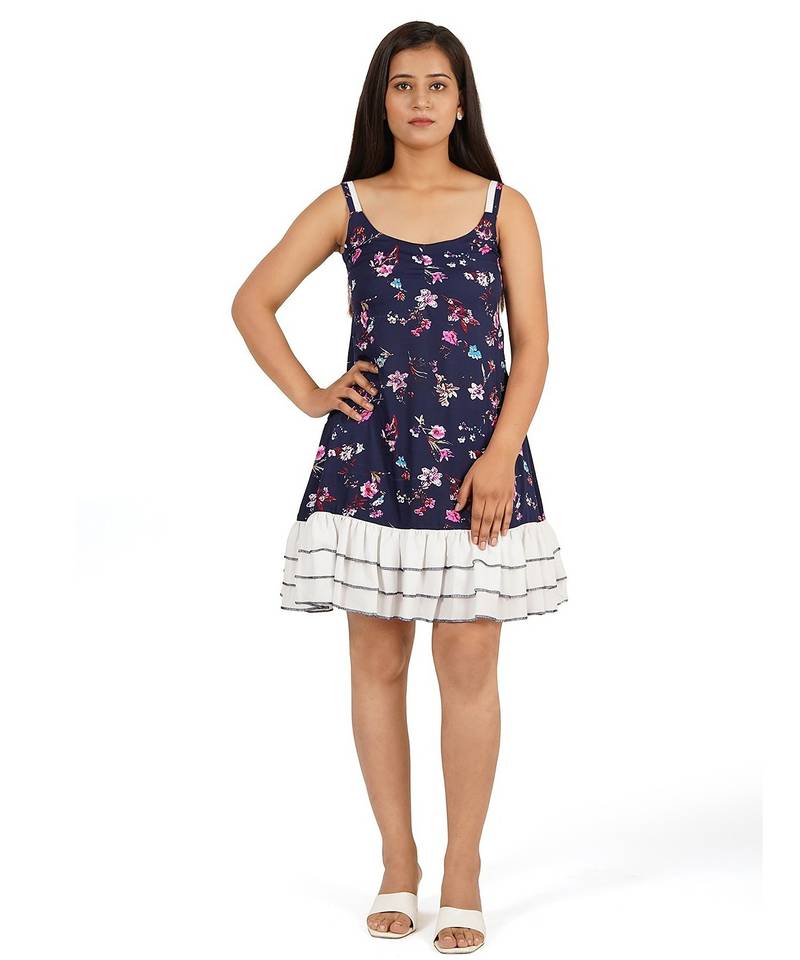 Blue print a-line dress