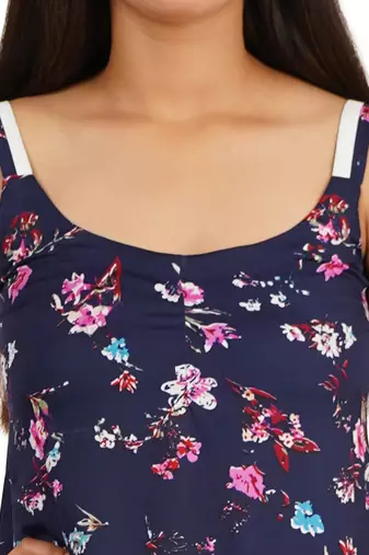 Blue print a-line dress
