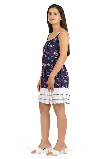 Blue print a-line dress