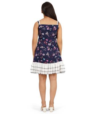 Blue print a-line dress 5