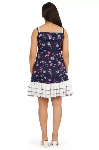Blue print a-line dress