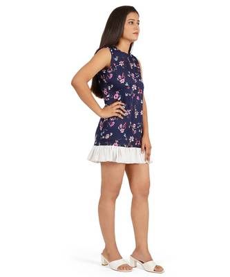 Blue sleeveless short dress 3