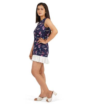 Blue sleeveless short dress 4