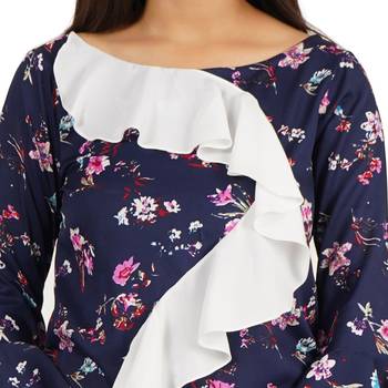 Blue & white full sleeve ruffle top 3
