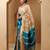 Beige-Turquoise Tabby Silk Hand Dyed Leheriya Saree