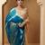 Beige-Turquoise Tabby Silk Hand Dyed Leheriya Saree
