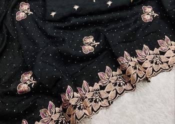 Black Color embroidery work Silk Sree 2