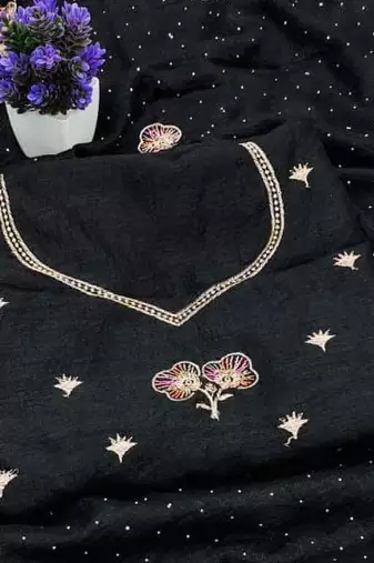 Black Color embroidery work Silk Sree