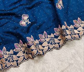 BlueColor embroidery work Silk Sree 2