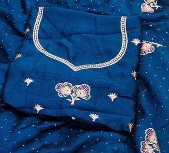 BlueColor embroidery work Silk Sree 3