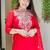 Red viscose shimmer heavy thread embroidery work kurta pant set