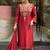 Maroon p.v chanderi heavy thread embroidery work kurta pant set