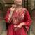 Maroon p.v chanderi heavy thread embroidery work kurta pant set