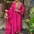 Rani pink p.v chanderi heavy thread embroidery work kurta pant set