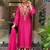 Rani pink p.v chanderi heavy thread embroidery work kurta pant set