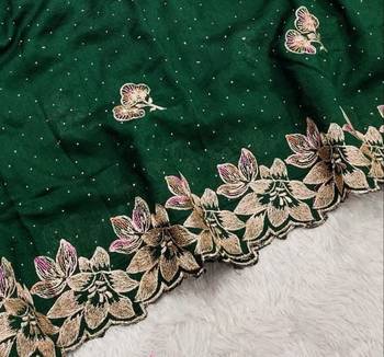 Green Color embroidery work Silk Sree 2