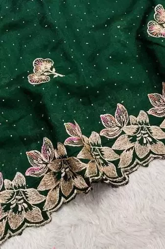 Green Color embroidery work Silk Sree