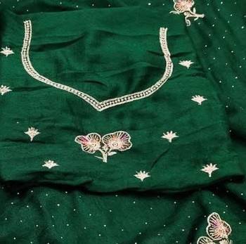 Green Color embroidery work Silk Sree 3